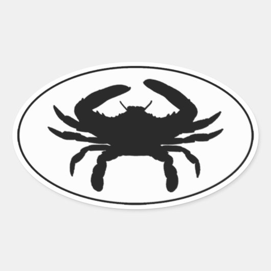 Atlantische blauwe krab euro stijl ovale Sticker L (Voorkant)