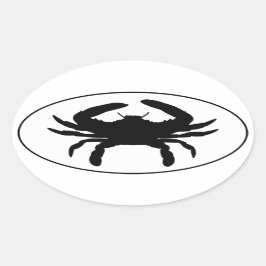 Atlantische blauwe krab euro stijl ovale Sticker L