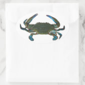 Atlantische blauwe krab Logo Ovale Sticker (Tas)