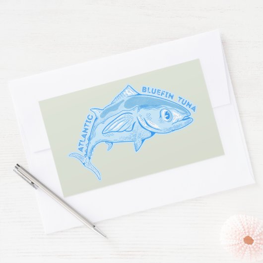 Atlantische blauwvintonijn rechthoekige sticker (Envelop)