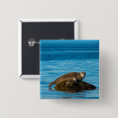 Atlantische havenzegel vierkante button 5,1 cm (Voorkant /achterkant)