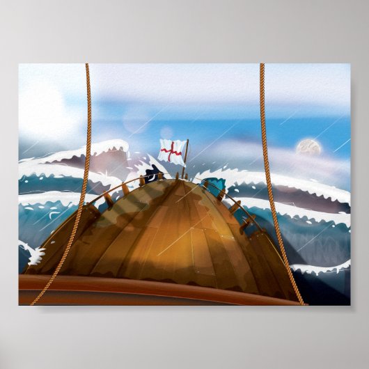 Atlantische Oceaan Storm Schip Poster (Voorkant)