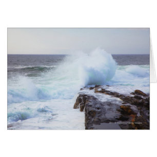 Atlantische oceaangolven kruipen de kust van Maine
