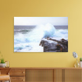 Atlantische oceaangolven kruipen de kust van Maine Canvas Afdruk (Insitu (Woonkamer))