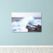 Atlantische oceaangolven kruipen de kust van Maine Canvas Afdruk (Insitu (Houten vloer))