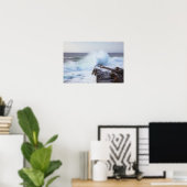 Atlantische oceaangolven kruipen de kust van Maine Poster (Thuiskantoor)