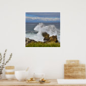 Atlantische Oceangolfdruk | Robuuste kustkunst Poster (Keuken)