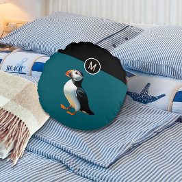 Atlantische Papegaaiduiker Vogel Oceaan Blauw Natu Rond Kussen