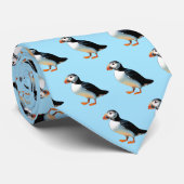 Atlantische papegaaiduikers Lichtblauw Patroon Wil Stropdas (Opgerold)