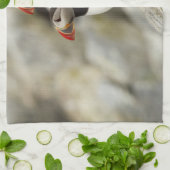 Atlantische papegaaiduikers op Machias Seal Island Theedoek (Gevouwen)