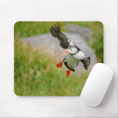 Atlantische Puffin-vogel die mousepad vliegt Muismat (Met muis)