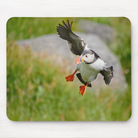 Atlantische Puffin-vogel die mousepad vliegt Muismat (Voorkant)
