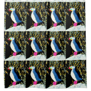 atlantische puffins patroon douchegordijn
