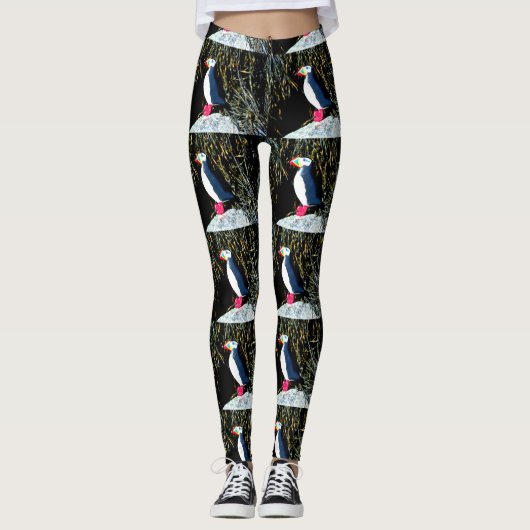 atlantische puffins zwart wit leggings (Voorkant)