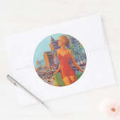 Atlantische stad Afbeelding Ronde Sticker (Envelop)