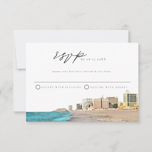 ATLANTISCHE STAD Waterverf RSVP Briefkaart (Voorkant)
