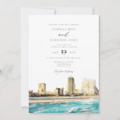 ATLANTISCHE STAD Waterverf Skyline Wedding Kaart (Voorkant)