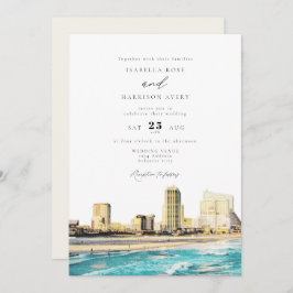 ATLANTISCHE STAD Waterverf Skyline Wedding Kaart