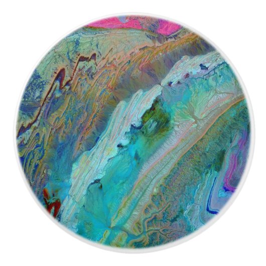 Atlas-bergen van Marokko - Terra-satelliet Keramische Knop (Voorkant)