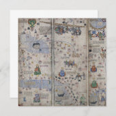 Atlas Catalaanse Wereldkaart 14e eeuw Abraham Cres Bedankkaart (Voorkant / Achterkant)