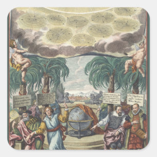 Atlas Coelestis door Doppelmaier, Vintage Astronom Vierkante Sticker