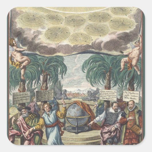 Atlas Coelestis van Doppelmaier,  astronomie Vierkante Sticker (Voorkant)