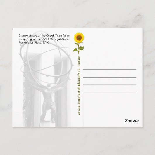 Atlas, denken aan u - NYC H briefkaart (Achterkant)