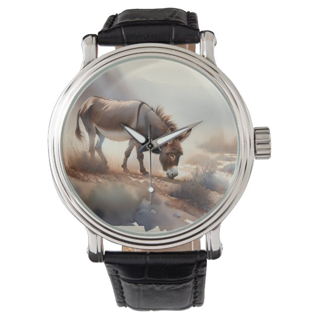Atlas Donkey AREF409 - Watercolor Horloge (Voorkant)