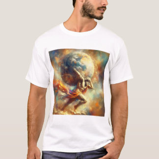 Atlas draagt de wereld t-shirt