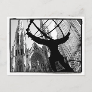 Atlas en St. Patrick's Cathedral-Briefkaart Briefkaart