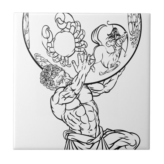 Atlas Greek Mythology Illustration Tegeltje (Voorkant)