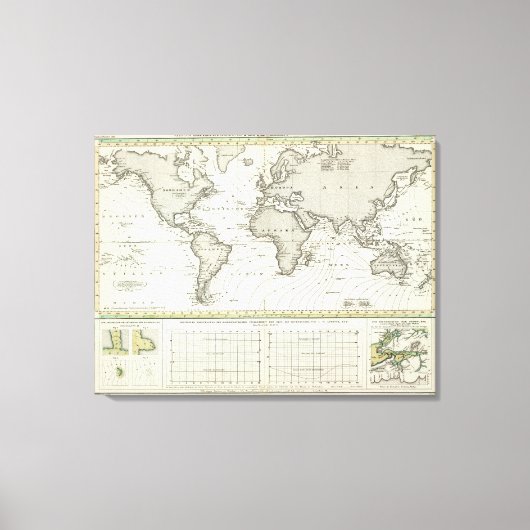 Atlas-kaart met brede golf canvas afdruk (Voorkant)