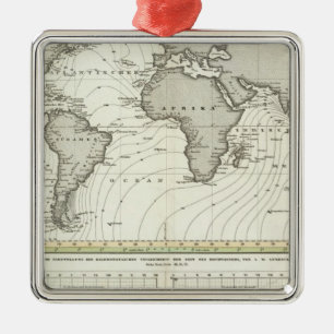 Atlas-kaart met brede golf metalen ornament