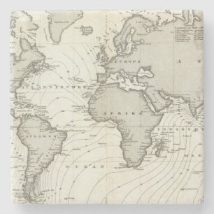 Atlas-kaart met brede golf stenen onderzetter
