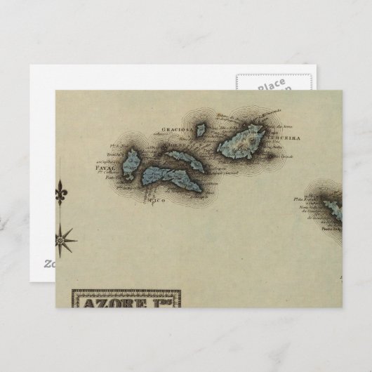 Atlas-kaart van de Azoren Briefkaart (Voorkant / Achterkant)