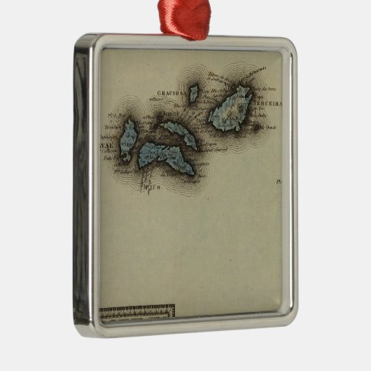 Atlas-kaart van de Azoren Metalen Ornament (Rechts)