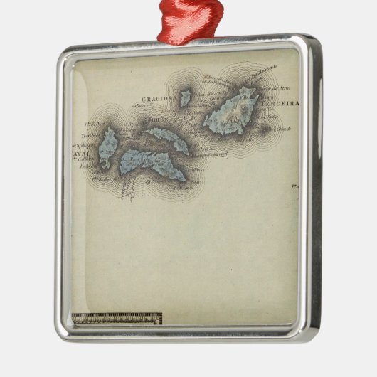 Atlas-kaart van de Azoren Metalen Ornament (Links)