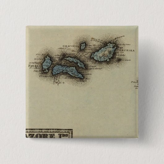 Atlas-kaart van de Azoren Vierkante Button 5,1 Cm (Voorkant)