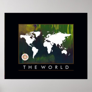 atlas, kaart van de wereld poster