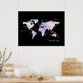 atlas . kaart van het geografische werelddeel poster (Keuken)