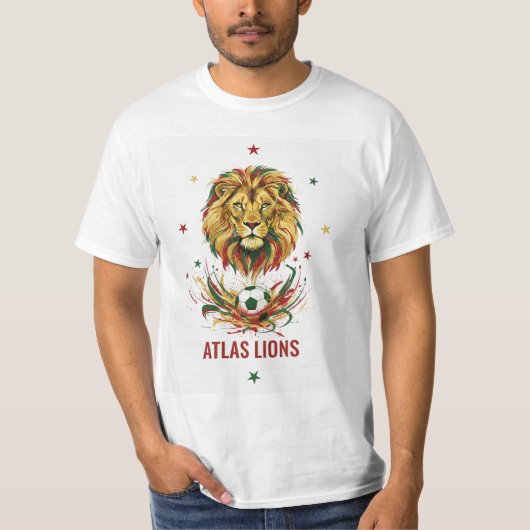 Atlas Lion T-Shirt – Morocco Football Pride (Voorkant)
