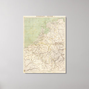 Atlas Map Nederland en België Canvas Afdruk