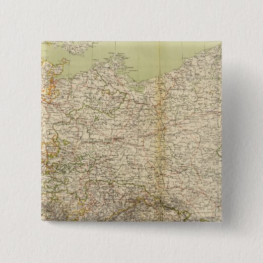 Atlas Map Noord-Duitsland Vierkante Button 5,1 Cm (Voorkant)