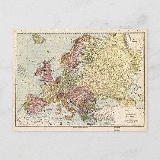 Atlas Map of Europe (1912) Briefkaart (Voorkant)