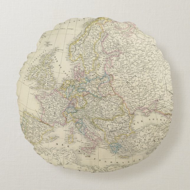 Atlas Map of Europe Rond Kussen (Voorkant)