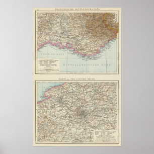 Atlas Map of France Poster