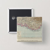Atlas Map of France Vierkante Button 5,1 Cm (Voorkant /achterkant)