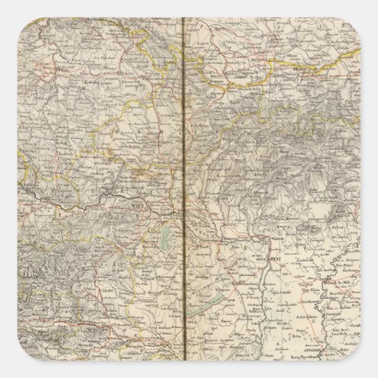 Atlas Map Oostenrijk Vierkante Sticker (Voorkant)