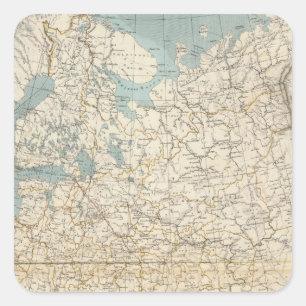 Atlas Map Rusland en Polen Vierkante Sticker