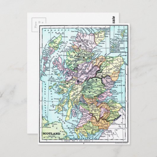  Atlas Map - Schotland Briefkaart (Voorkant / Achterkant)